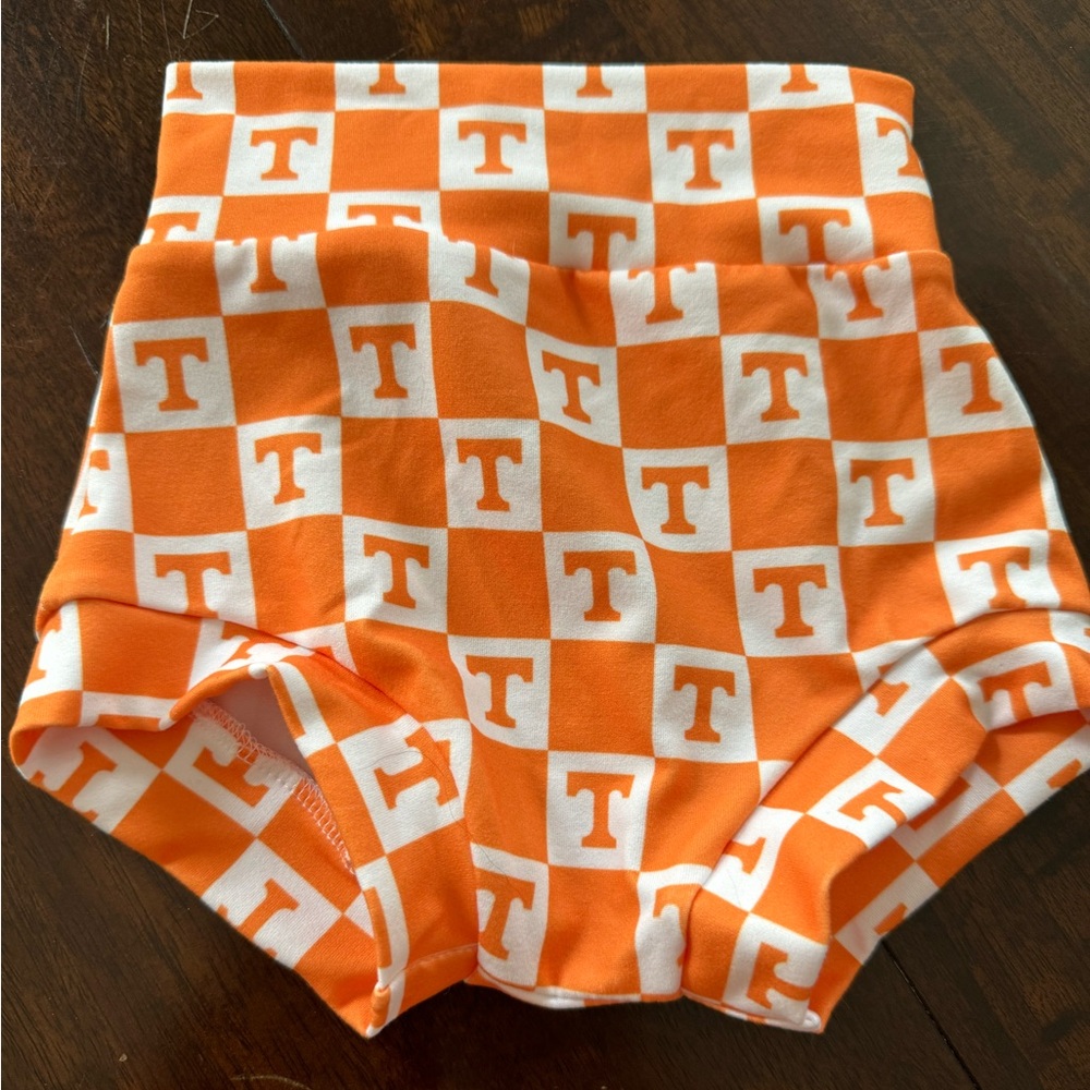Never Worn Orange T Checker Bummies 12-18months